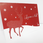 carte de voeux cerf rouge